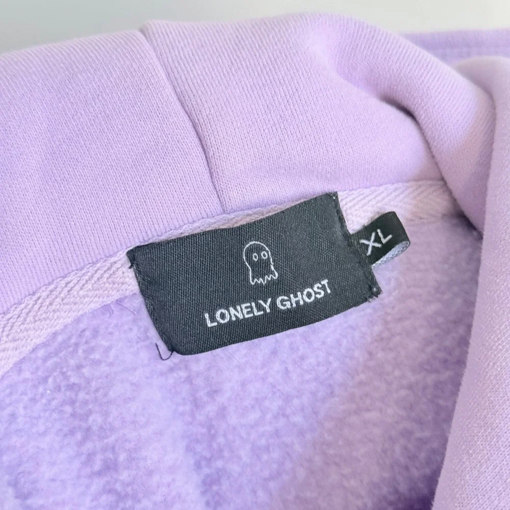 Lonely Ghost Text Me When You Get Home Hoodie Purple Orange Puff Print XL Womens